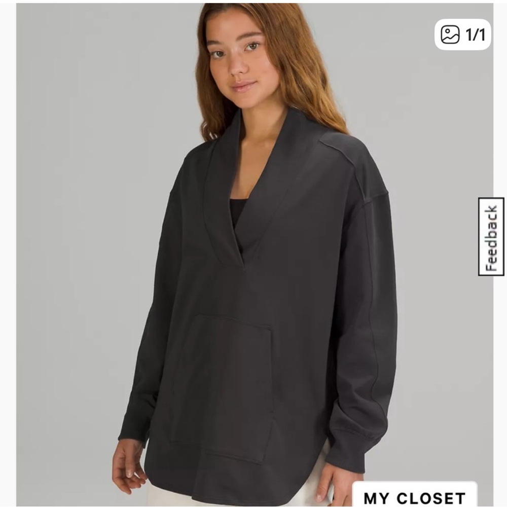LULULEMON LA Oversized Long Sleeve Tunic Sweatshirt Dark Grey